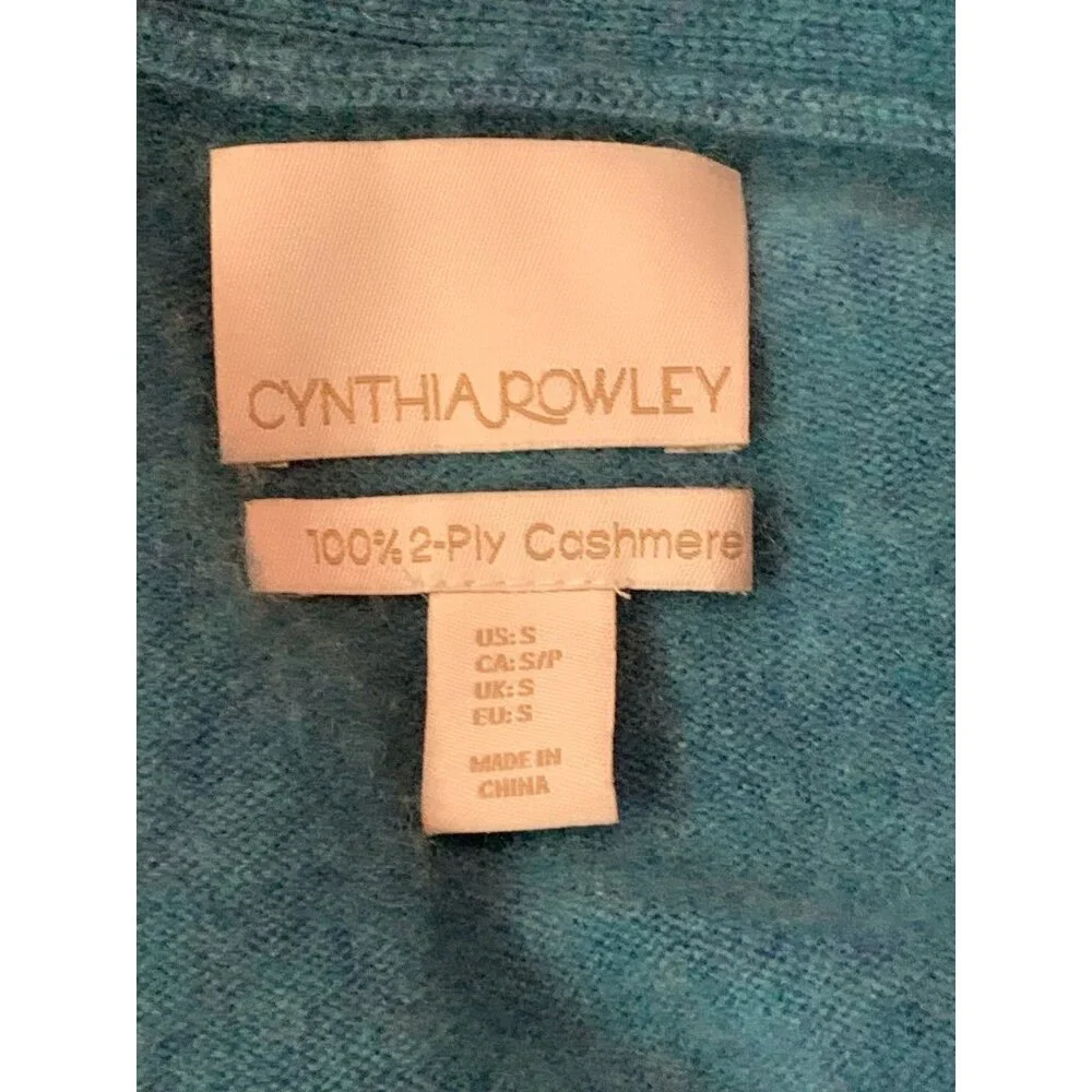 Cynthia Rowley Womens 100% 2 Ply Cashmere V-neck Sweater Sz S Blue Pullover Read - Picture 4 of 7